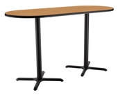 NPS Cafe Table, 30"x72" Racetrack, "X" Base, 42" Height, Banister Oak National Public Seating Shiffler Furniture and Equipment for Schools