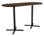 NPS Cafe Table, 30"x72" Racetrack, "X" Base, 42" Height, Montana Walnut National Public Seating Shiffler Furniture and Equipment for Schools