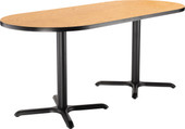 NPS Cafe Table, 30"x72" Racetrack, "X" Base, 30" Height, Banister Oak National Public Seating Shiffler Furniture and Equipment for Schools