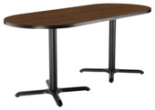 NPS Cafe Table, 30"x72" Racetrack, "X" Base, 30" Height, Montana Walnut National Public Seating Shiffler Furniture and Equipment for Schools