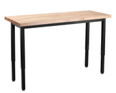 NPS Heavy Duty Height Adjustable Steel Table, Black Frame, 18 x 54, Butcherblock Top National Public Seating Shiffler Furniture and Equipment for Schools