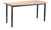 NPS Heavy Duty Height Adjustable Steel Table, Black Frame, 24 x 42, Butcherblock Top National Public Seating Shiffler Furniture and Equipment for Schools