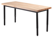 NPS Heavy Duty Height Adjustable Steel Table, 24 X 54, Butcherblock Top National Public Seating Shiffler Furniture and Equipment for Schools