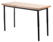 National Public Seating NPS Heavy Duty Height Adjustable Steel Table, 24 X 60, Butcherblock Top