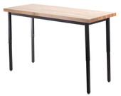 National Public Seating NPS Heavy Duty Height Adjustable Steel Table, 30 X 60, Butcherblock Top