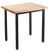 NPS Heavy Duty Steel Table, Black Frame, 24 x 24 x 30, Butcherblock Top National Public Seating Shiffler Furniture and Equipment for Schools