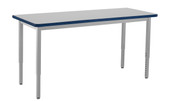 NPS Heavy Duty Height Adjustable Steel Table, Gray Frame, 24 X 48, Supreme HPL Top National Public Seating Shiffler Furniture and Equipment for Schools