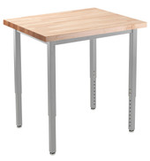 NPS Heavy Duty Height Adjustable Steel Table, Gray Frame, 30 x 30, Butcherblock Top National Public Seating Shiffler Furniture and Equipment for Schools