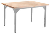 NPS Heavy Duty Height Adjustable Steel Table, Gray Frame, 36 x 42, Butcherblock Top National Public Seating Shiffler Furniture and Equipment for Schools