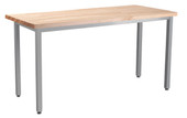 NPS Heavy Duty Steel Table, Gray Frame, 24 x 42 x 30, Butcherblock Top National Public Seating Shiffler Furniture and Equipment for Schools