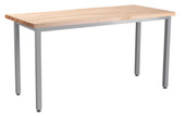 NPS Heavy Duty Steel Table, Gray Frame, 24 x 60 x 30, Butcherblock Top National Public Seating Shiffler Furniture and Equipment for Schools