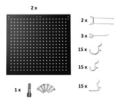 NPS Set of 2 Peg Boards and 50 Hooks for 24" Wide HDT3 and SLT3 Tables National Public Seating Shiffler Furniture and Equipment for Schools