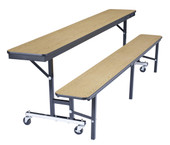 NPS Convertible Bench Cafeteria Table, 7'L, Plywood Core, Vinyl Edge National Public Seating Shiffler Furniture and Equipment for Schools