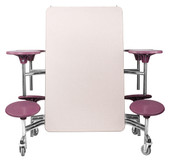 National Public Seating NPS Mobile Cafeteria Table w/ Stools, 8'L, Plywood Core, Vinyl Edge, Black Frame