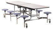 National Public Seating NPS Mobile Cafeteria Table w/ Stools, 8'L, Plywood Core, Vinyl Edge, Black Frame