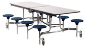 NPS Mobile Cafeteria Table w/ Stools, 8'L, Plywood Core, Vinyl Edge National Public Seating Shiffler Furniture and Equipment for Schools