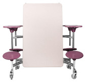 National Public Seating NPS Mobile Cafeteria Table w/ Stools, 8'L, Plywood Core, Vinyl Edge