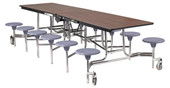 National Public Seating NPS Mobile Cafeteria Table w/ Stools, 10'L, Particleboard Core, Textured Black Frame with Chromed Base