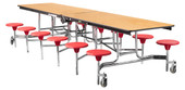 National Public Seating NPS Mobile Cafeteria Table w/ Stools, 12'L, Plywood Core, ProtectEdge