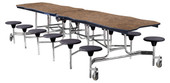 National Public Seating NPS Mobile Cafeteria Table w/ Stools, 8' Bedrock, Plywood Core, Vinyl Edge, Textured Black Frame with Chromed Base