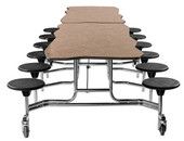 NPS Mobile Cafeteria Table w/ Stools, 10' Bedrock, Particleboard Core, Textured Black Frame with Chromed Base National Public Seating Shiffler Furniture and Equipment for Schools