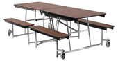 National Public Seating NPS Mobile Cafeteria Table w/ Benches, 8'L, Plywood Core, ProtectEdge