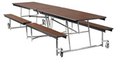 NPS Mobile Cafeteria Table w/ Benches, 12'L, Particleboard Core, Textured Black Frame with Chromed Base National Public Seating Shiffler Furniture and Equipment for Schools