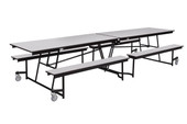 NPS Mobile Cafeteria Table w/ Benches, 12'L, MDF Core, ProtectEdge, Grey Nebula National Public Seating Shiffler Furniture and Equipment for Schools