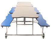 NPS Mobile Cafeteria Table w/ Benches, 8' Bedrock, MDF Core National Public Seating Shiffler Furniture and Equipment for Schools