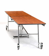 National Public Seating NPS Mobile Cafeteria Table, 8' Rectangle, MDF Core, Textured Black Frame with Chromed Base