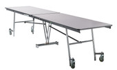 National Public Seating NPS Mobile Cafeteria Table, 12' Rectangle, Plywood Core, Vinyl Edge, Textured Black Frame with Chromed Base