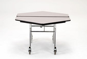 NPS Mobile Cafeteria Table, 48" Hexagon, Particleboard Core, Textured Black Frame with Chromed Base National Public Seating Shiffler Furniture and Equipment for Schools