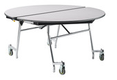 National Public Seating NPS Mobile Cafeteria Table, 60" Round, MDF Core, ProtectEdge, Grey Nebula