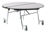 National Public Seating NPS Mobile Cafeteria Table, 60" Round, Plywood Core, Vinyl Edge