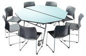 National Public Seating NPS Mobile Cafeteria Table, 60" Octagon, Particleboard Core, Textured Black Frame with Chromed Base