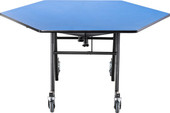 NPS Mobile EasyFold Table, 48" Hexagon, MDF Core, Textured Black Frame with Chromed Base National Public Seating Shiffler Furniture and Equipment for Schools