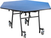 National Public Seating NPS Mobile EasyFold Table, 48" Hexagon, Plywood Core, Vinyl Edge, Textured Black Frame with Chromed Base