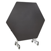 National Public Seating NPS Mobile EasyFold Table, 60" Hexagon, Particleboard Core, Textured Black Frame with Chromed Base