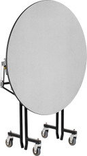 National Public Seating NPS Mobile EasyFold Table, 48" Round, Particleboard Core, Textured Black Frame with Chromed Base