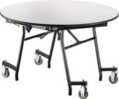 National Public Seating NPS Mobile EasyFold Table, 48" Round, Particleboard Core, Textured Black Frame with Chromed Base