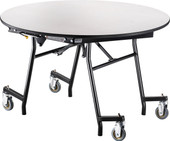 National Public Seating NPS Mobile EasyFold Table, 48" Round, Plywood Core, Vinyl Edge, Textured Black Frame with Chromed Base