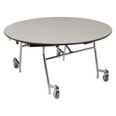 National Public Seating NPS Mobile EasyFold Table, 60" Round, Particleboard Core, Textured Black Frame with Chromed Base