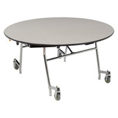 National Public Seating NPS Mobile EasyFold Table, 60" Round, Plywood Core, ProtectEdge, Textured Black Frame with Chromed Base