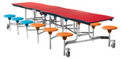 National Public Seating NPS Mobile Cafeteria Table w/ Stools, 8' Swerve, MDF Core