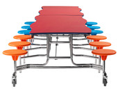 NPS Mobile Cafeteria Table w/ Stools, 12' Swerve, Plywood Core, ProtectEdge National Public Seating Shiffler Furniture and Equipment for Schools