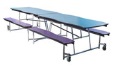 National Public Seating NPS Mobile Cafeteria Table w/ Benches, 8' Swerve, Particleboard Core