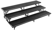 NPS 3 Level Straight Standing Choral Riser, Black Carpet (18"x96" Platform) National Public Seating Shiffler Furniture and Equipment for Schools