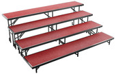 NPS 4 Level Straight Standing Choral Riser, Red Carpet (18"x96" Platform) National Public Seating Shiffler Furniture and Equipment for Schools