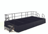 NPS 8' x 12' Stage Package, 24" Height, Black Carpet, Box Pleat Black Skirting National Public Seating Shiffler Furniture and Equipment for Schools