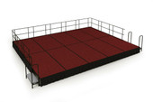 NPS 16' x 20' Stage Package, 16" Height, Red Carpet, Shirred Pleat Black Skirting National Public Seating Shiffler Furniture and Equipment for Schools